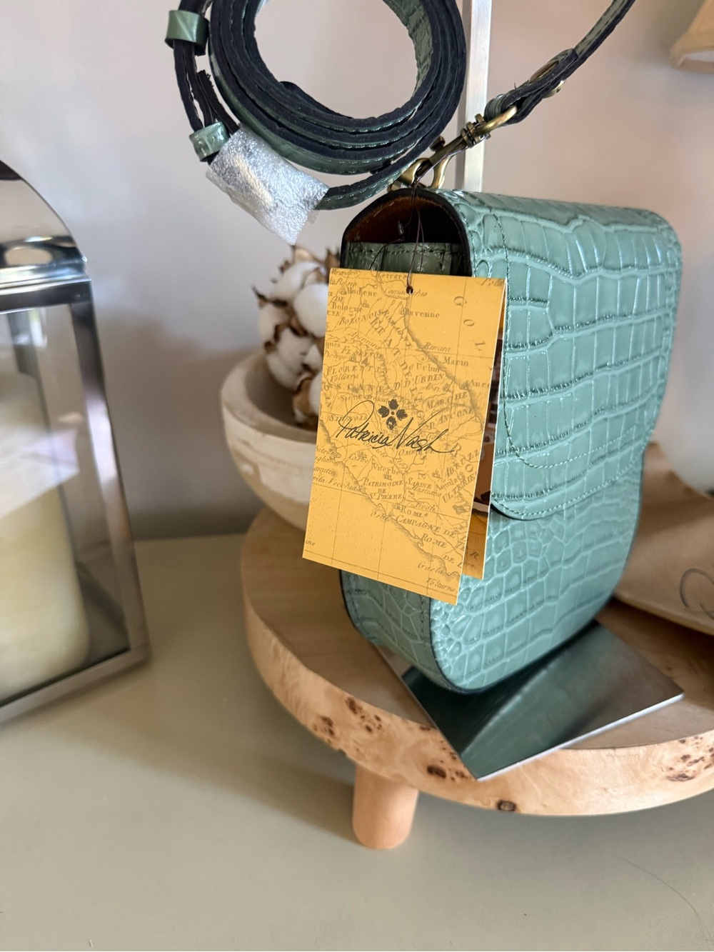 Patricia Nash Perrone Croco Embossed Leather Crossbody Bag - Sage Green - Picture 2 of 7